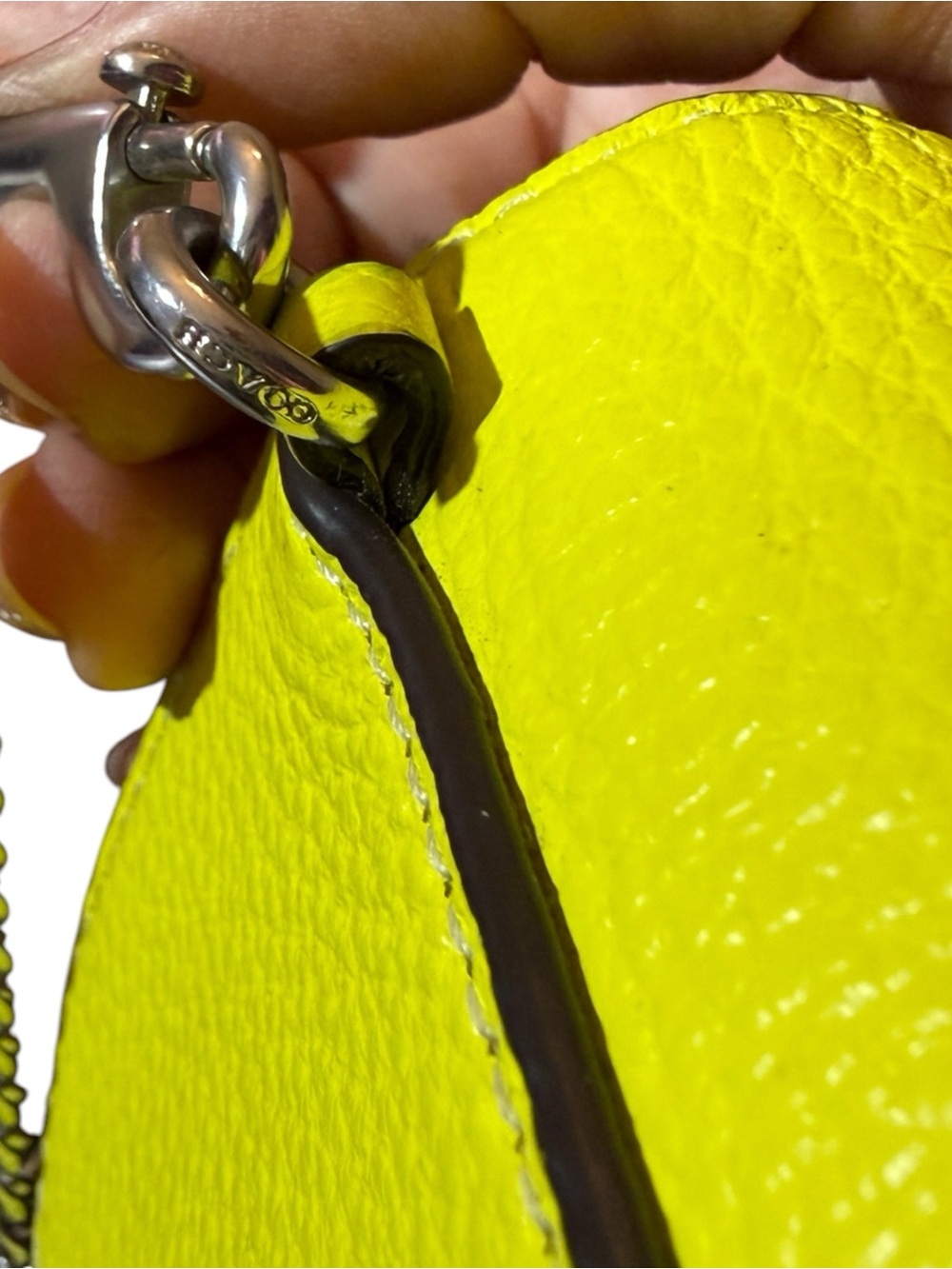 Coach Mini Pebbled Leather Crossbody in Bright Yellow w/Silver Hardware, Rare! - Picture 11 of 12